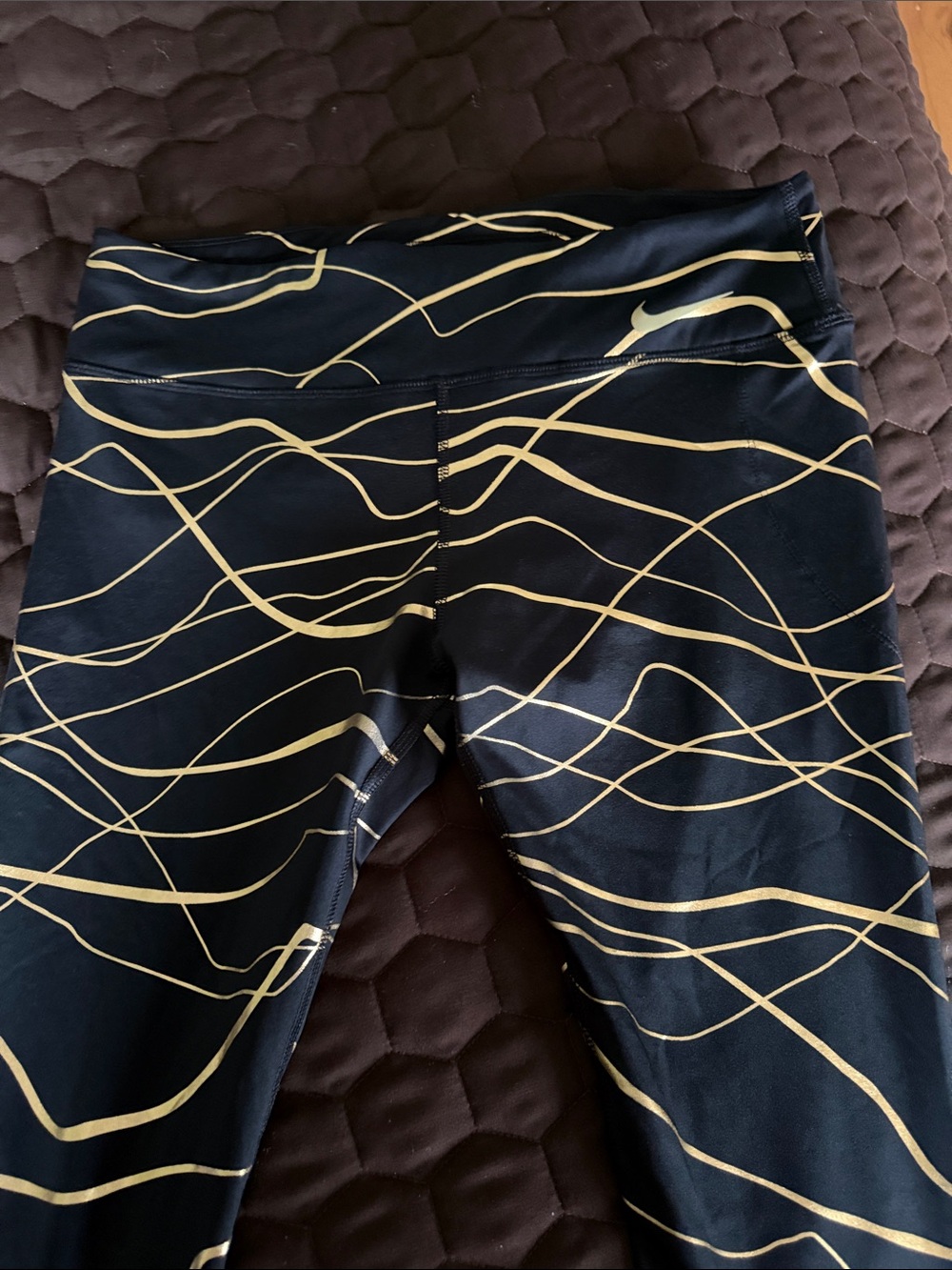 Nike Black Track Joggers with Gold Wave Print